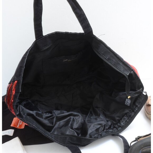 Victoria’s Secret Sequin Lip’s Black Red X-LARGE Tote Carry-on Duffle Weekender - Picture 13 of 13